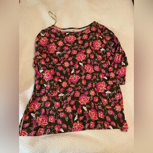 Kim Rogers Floral Long Sleeve Top - Pink and Green NWOT 2x